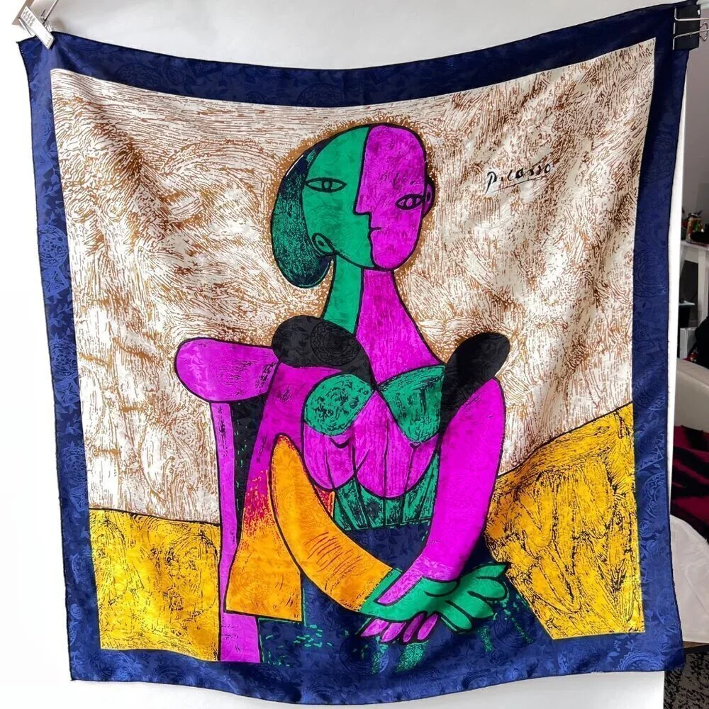 Vintage Picasso Sitting Lady with split face scarf